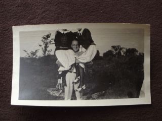 Man With Two Women On His Shoulders With Missing Heads Vtg 1920 