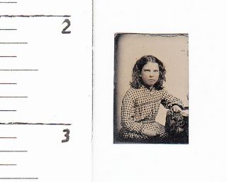 Civil War Era Miniature Gem Tintype Photo Pretty Young Girl.  227