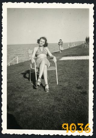 Orig.  Vintage Photograph,  Sexy Woman In Bikini,  Swimsuit 1930’s