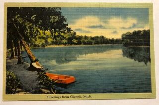 1944 Glennie Michigan Fishing Scene Postcard