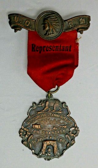 Order Of Red Men 41th San Francisco California 1905 Representant Badge Ribbon