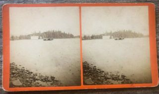 1870s Pennsylvania Stereoview Crystal Lake W/ Steamer Susquehanna Co.  By Hensel