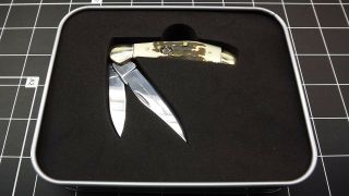 Masonic Mason Folding Pocket Knife Freemason Square & Compass Bone
