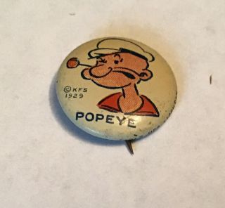 Rare Vintage Popeye Parisian Nov Co Copyright Kfs 1929 Pin Pinback