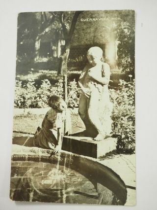 Boy Drinking From The Pee Fountain Cuernavaca Acapulco Mes Real Photo Postcard