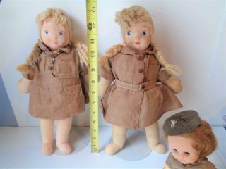 4 Vintage Antique Brownie Girl Scout Dolls Georgene Averill CLOTH Sandy Ginger 2