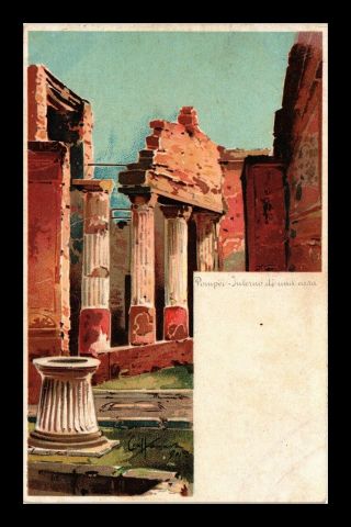 Dr Jim Stamps House Interior Roman Ruins Pompeii Italy Topical View Postcard