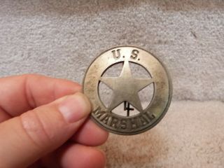 Vintage U.  S.  Marshall Round Cut Out Star Badge 1.  92 "