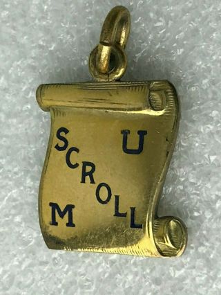 Vintage University Of Michigan Scroll Charm Pendant Gold Filled