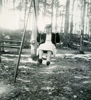 F538 Vtg Photo Grandma On Swing Set,  Swinging High C Early 1900 