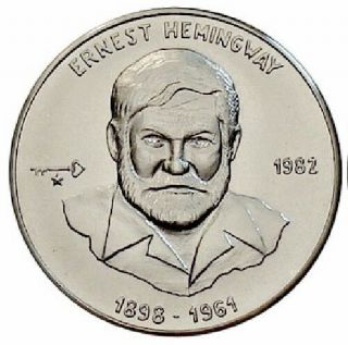 Ernest Hemingway On 1982 Coin,  Moneda,  Peso In " Air - Tite " Capsule