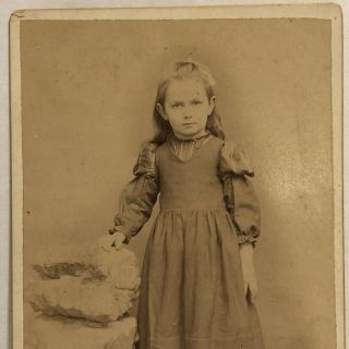 Small Vintage Cabinet Card Portrait Photograph Of Very Pretty Young Girl 2