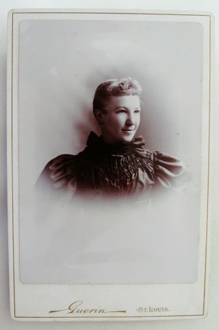 Antique Cabinet Photo Of Lovely Young Woman By F.  W.  Guerin St.  Louis Missouri