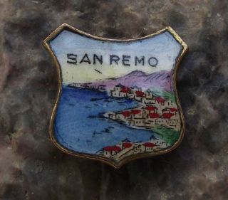 Antique Enamel San Remo Sanremo Italy Mediterranean Coast Tourist Pin Badge