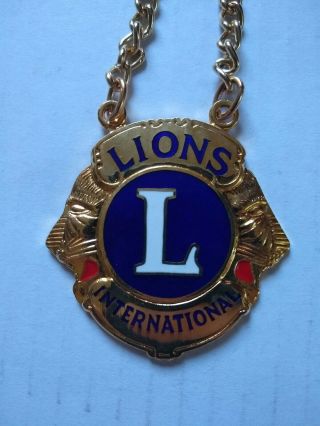 Vintage Lions Club International Necklace Large Pendant Gold Toned