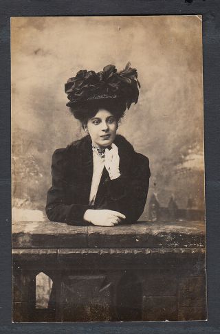 Pretty Young Woman With Huge Hat.  Real Photo Postcard C.  1907.  251