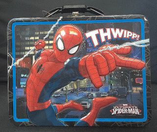 Marvel Ultimate Spider - Man Spiderman Embossed Metal Lunch Storage Box