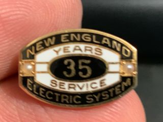 England Electric Service 14k Gold 35 Years Of Service Award Pin.