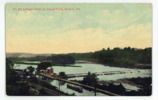 Island Park Easton Pa Lehigh Canal Vintage Pennsylvania Postcard
