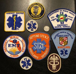 9 Vintage Firefighting Ems Emt Emergency Rescue Cloth Uniform Medical Patches