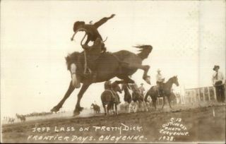 Cheyenne Wy Frontier Days Jeff Lass On Bucking Horse 1938 Rppc Myn