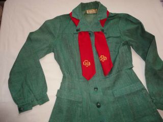 Vintage 1950 ' s Girl Scout Dress Official Green American Uniform GSA USA 2