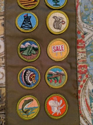 Vintage Boy Scout BSA Merit Badge Sash 18 Patches 1972 - 78 3