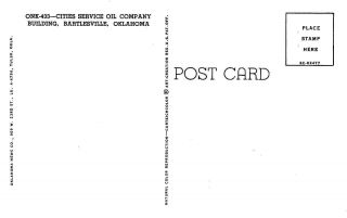 BARTLESVILLE,  OK Oklahoma CITIES SERVICE OIL COMPANY 50 ' s Cars CHROME Postcard 2
