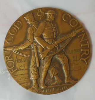 1931 Bronze American Legion School Award Medal 3 " Semper Fidelis God & Country