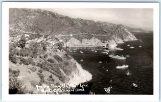 Rppc Santa Catalina Island,  Ca Avalon Bay,  Coast Line 1930s - 40s Reyes Postcard