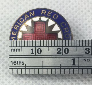Two American Red Cross Volunteer Lapel Pins Vintage Round Shape Metal Enamel 2