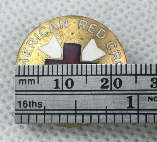 Two American Red Cross Volunteer Lapel Pins Vintage Round Shape Metal Enamel 3