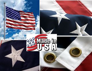 Usa Made 3x5 Foot Us American Embroidered&sewn 2 - Sided 300d Nylon Flag Banner