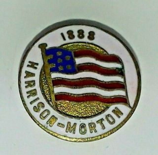 1888 Harrison - Morton American Flag Campaign Brass Button By John Frick Ny