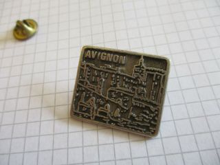 Avignon France City Of The Popes Religious Religion Vintage Lapel Pin Badge Us2