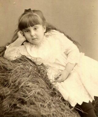 Antique Cabinet Photo Dreamy Little Girl On Hay Id 