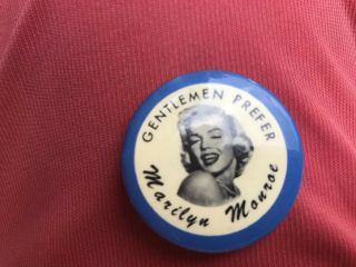 Gentlemen Prefer Marilyn Monroe Rare Vintage Original1956 Pinback Button