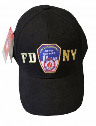 Fdny Baseball Hat Police Badge Fire Department Of York City Black & Gold.