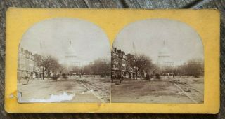 1860s Washington D.  C.  Stereoview Pennsylvania Avenue & Capitol Building Bell