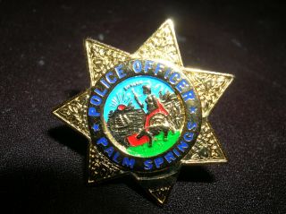 Palm Springs Ca Police Officer Mini Gold Star 1 " Badge Pin Tie Tac W Emblem