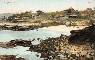La Jolla,  Ca California Waterfront Homes & Rocky Coast Line 1908 Postcard