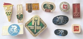 Munich 1972 - Moscow 1980 Olympic Games - Ussr Champs - Symbols Cycling 11 Pins