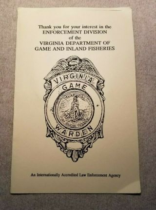 VA Virginia Game Commission Enforcement Division Patch w/Presentation Card 2
