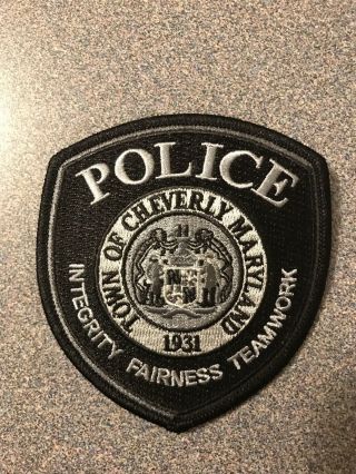 Black Cheverly Maryland Md Police Patch Emblem Subdued Version
