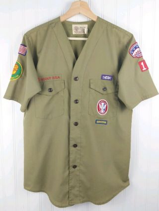 Vtg Bsa Boy Scouts Shirt 1980s Eagle Scout Patch Hoac Heart Of America Ks Mo Exc