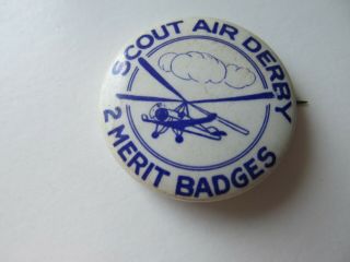 Boy Scout Air Scout Air Derby 2 Merit Badges Pin St.  Louis Button Company
