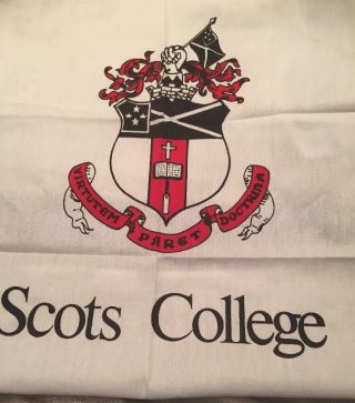 Vintage Scots College Australia Flag Logo Crest Coat Of Arms School Banner Rare