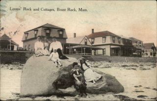Brant Rock Ma Lovers Rock & Cottages C1910 Postcard