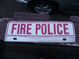 Vintage License Plate Topper,  Fire And Police,
