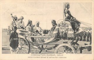India 1911 Delhi Durbar Prince Ranjit Singhi In His Silver Carriage Sikh Card